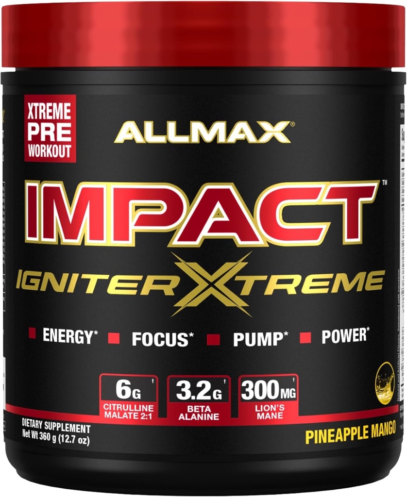 ALLMAX Beslenme - Etki Igniter Extreme Pre Workout Toz - Citrulline Malate, Beta - Alanine, Caffeine, Taurine ve Betaine anhidrus (Pineapple Mango)
