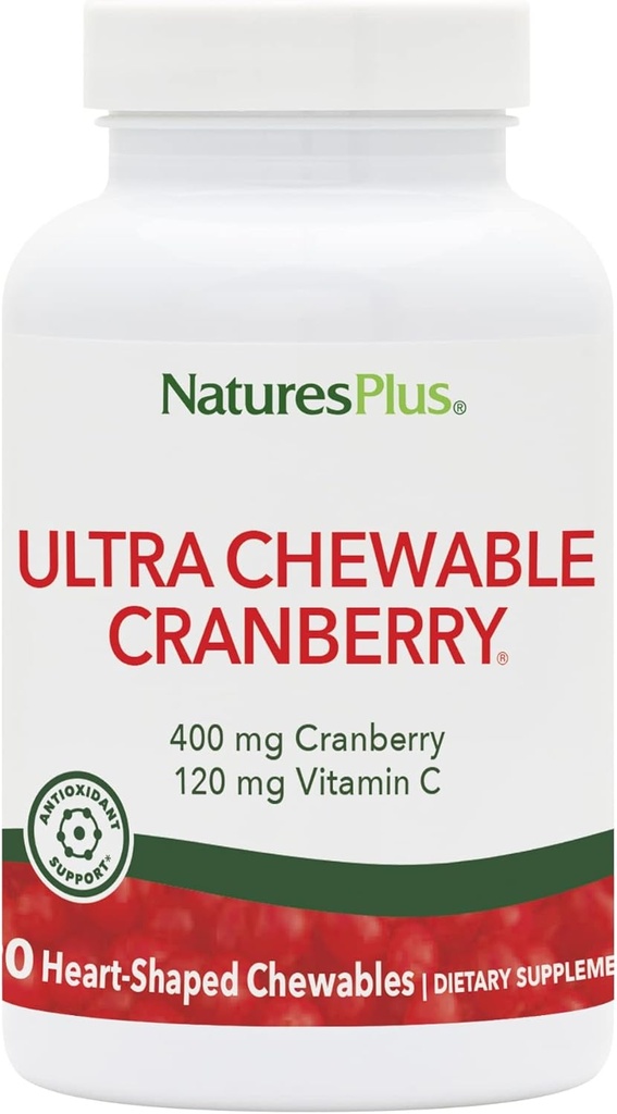 NaturesPlus Ultra Chewable Cranberry - 90 Loveges Tabletleri, 2 Paket - Urinary Tract Health - Non-GMO, Gluten Free - 90 Toplam Hizmetler