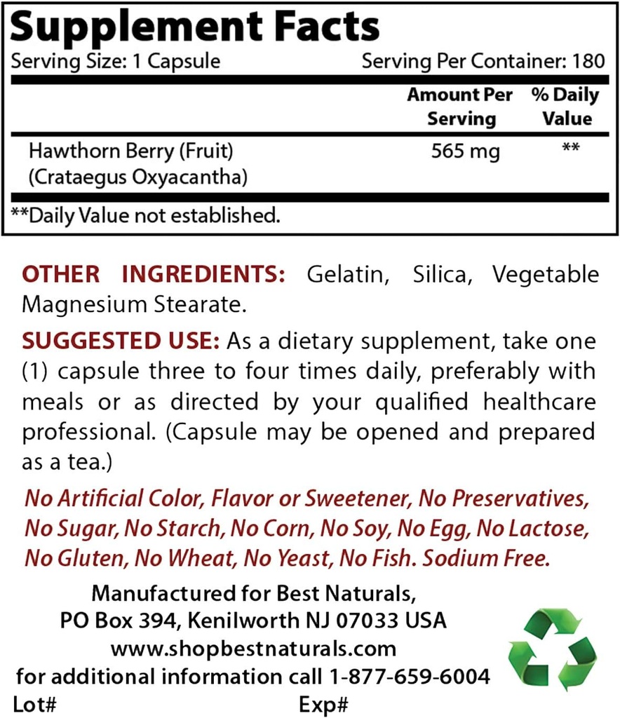 Hawthorn Berry 565 mg & Σκόνη ρίζας τεύτλων 500 Mg