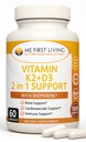 Me First Living Vitamin D3 K2 συμπλήρωμα Οστική και καρδιακή υγεία Μη ΓΤΟ Φόρμουλα 125 MCG Βιταμίνη D3 & 100 MCG Βιταμίνη K2 MK-7 Εύκολο στην κατάποση Βιταμίνη D & K Complex με ασβέστιο