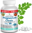 Magnezyum Citrate 400 mg - 200 Capsules - Uyku için yüksek Potency, Leg Cramps, Ekstra Güçlü Aborpsiyon, Kadınlar ve Erkekler için Kolay, Vegan Tamam Tabletler - ABD'de Yapıldı