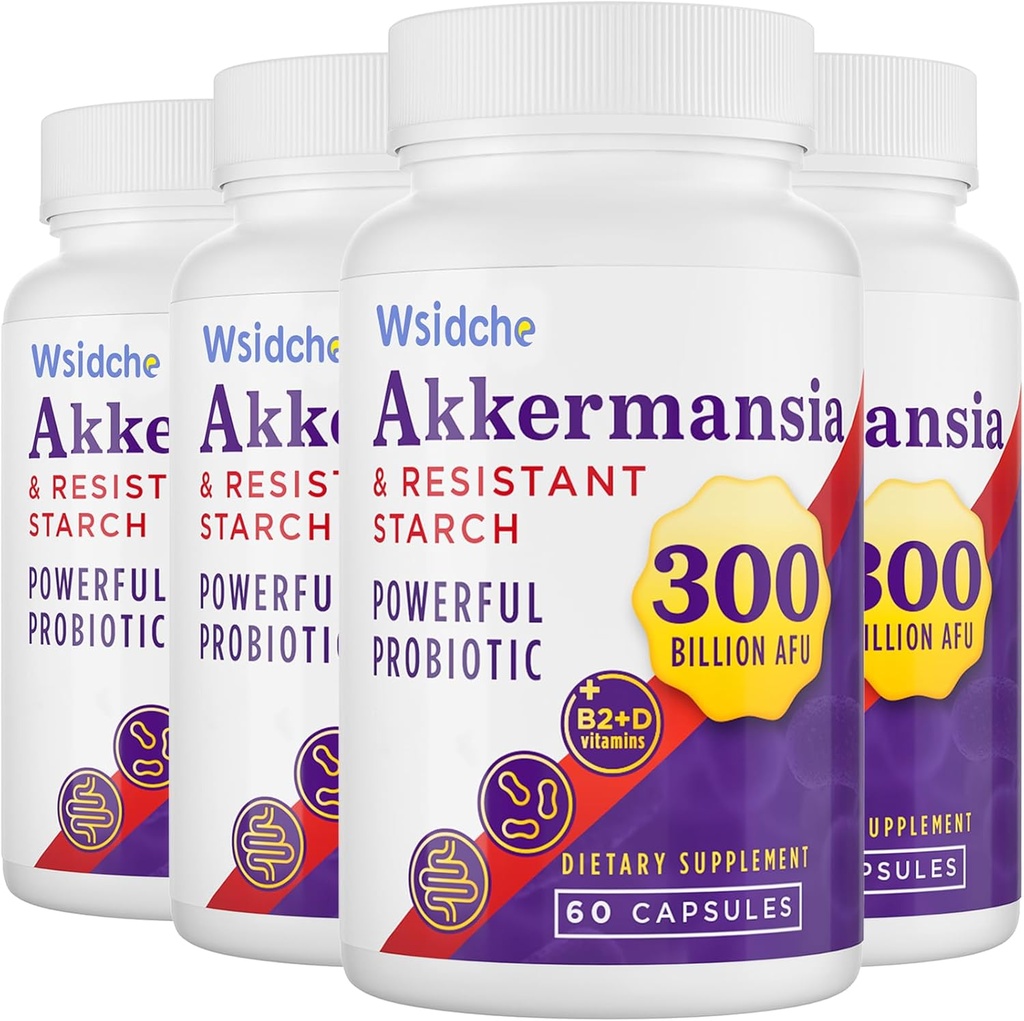 300 Billion AFU Akkermansia Muciniphila, GLP1 Supplement for Women & Men, Akkermansia Probiotic for GLP-1, Digestive, Gut, Immune & Overall Health, Enhances Gut Digestive Lining function - 240Capsule