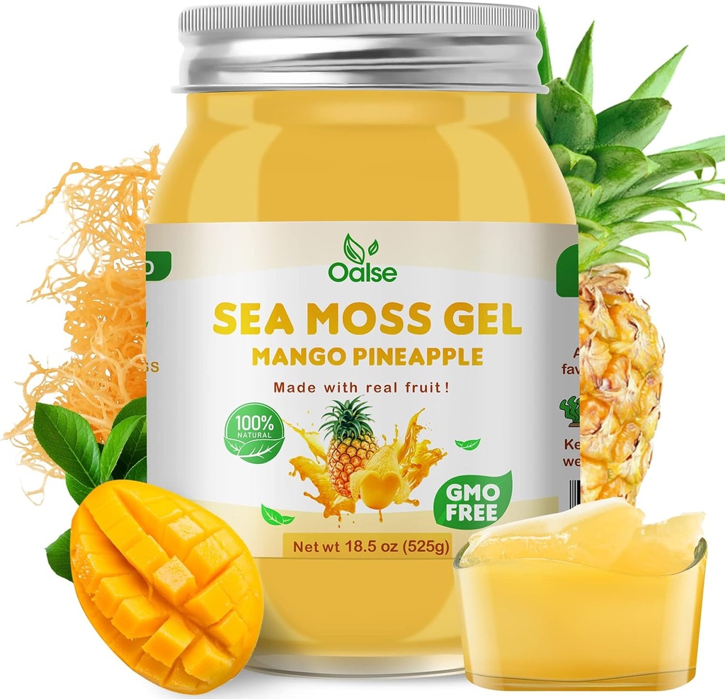 Sea Moss Gel - 18.5OZ Mango Pineapple Flavor Sea Moss Gel Esritious Rich in 102 Vitamin ve Mineraller, Proteinler ve Vitaminler, Vegan-Friendly