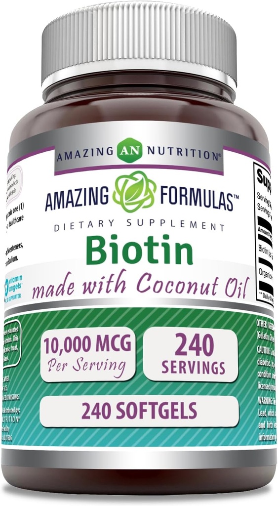 Amazing Formulas Biotin με Extra Virgin Organic Coconut Oil Supplement 