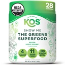 KOS Organik Super Greens Toz Erythritol Free - Plantive Superfood Mix with Spirulina, Chlorella & Wheatgrass - USDA Sertifikalı Organik, Yeşil Su Smoothie - Apple Flavor - 28 Hizmetler