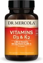 Dr. Mercola Vitamins D3 & K2 - Υποστηρίζει ανοσοποιητικό, εγκέφαλο, καρδιοαγγειακή, αναπνευστική & οστική υγεία - GMO-free, Gluten-free & Soy-free - 30 κάψουλες (30 σερβιρίσματα)