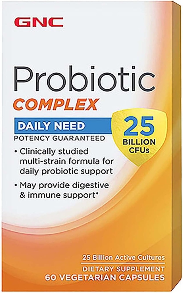 GNC Probiyotik Kompleksi 25 Milyar CFUs, 60 Capsules, Daily Probiyotik Destek