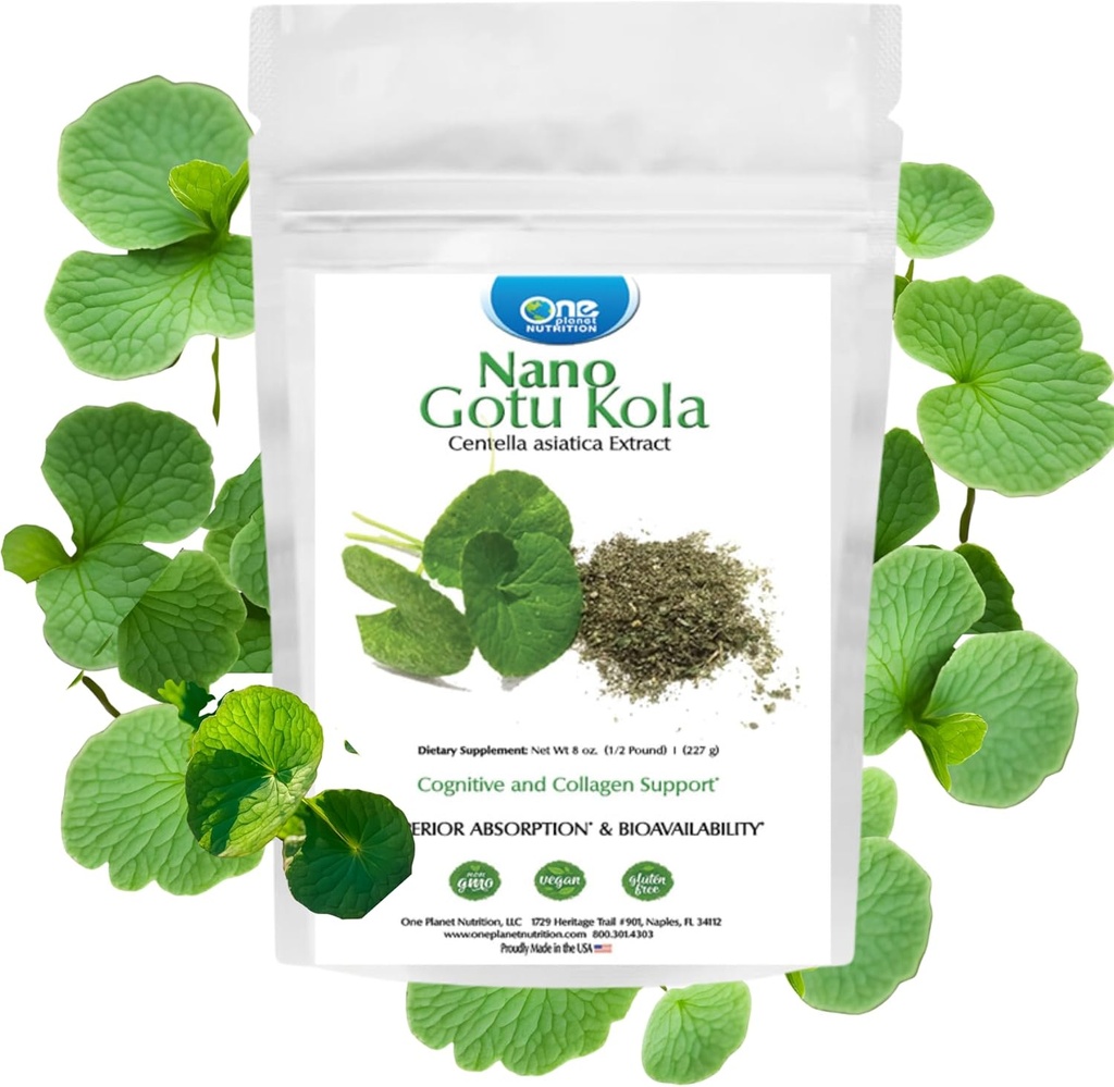 Bir Gezegen Beslenme Nano Gotu Kola Toz 8 oz (227 Hizmet) , Gotu Kolaksiyonu, Geliştirilmiş Aborpsiyon için Nano, Geliştirilmiş Beyin Fonksiyonu & Collagen Synthesis, Non-GMO, Vegan, Gluten-Free