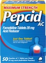 Pepcid AC maximum Strength Heartburn Relief Tabletleri, OTC Tıp Önlemleri ve Relieves Heartburn & Asit Reflux Indigestion, 20 mg Famotidine Asit Özellikleri, Hızlı Teklif, 1 x 50 ct