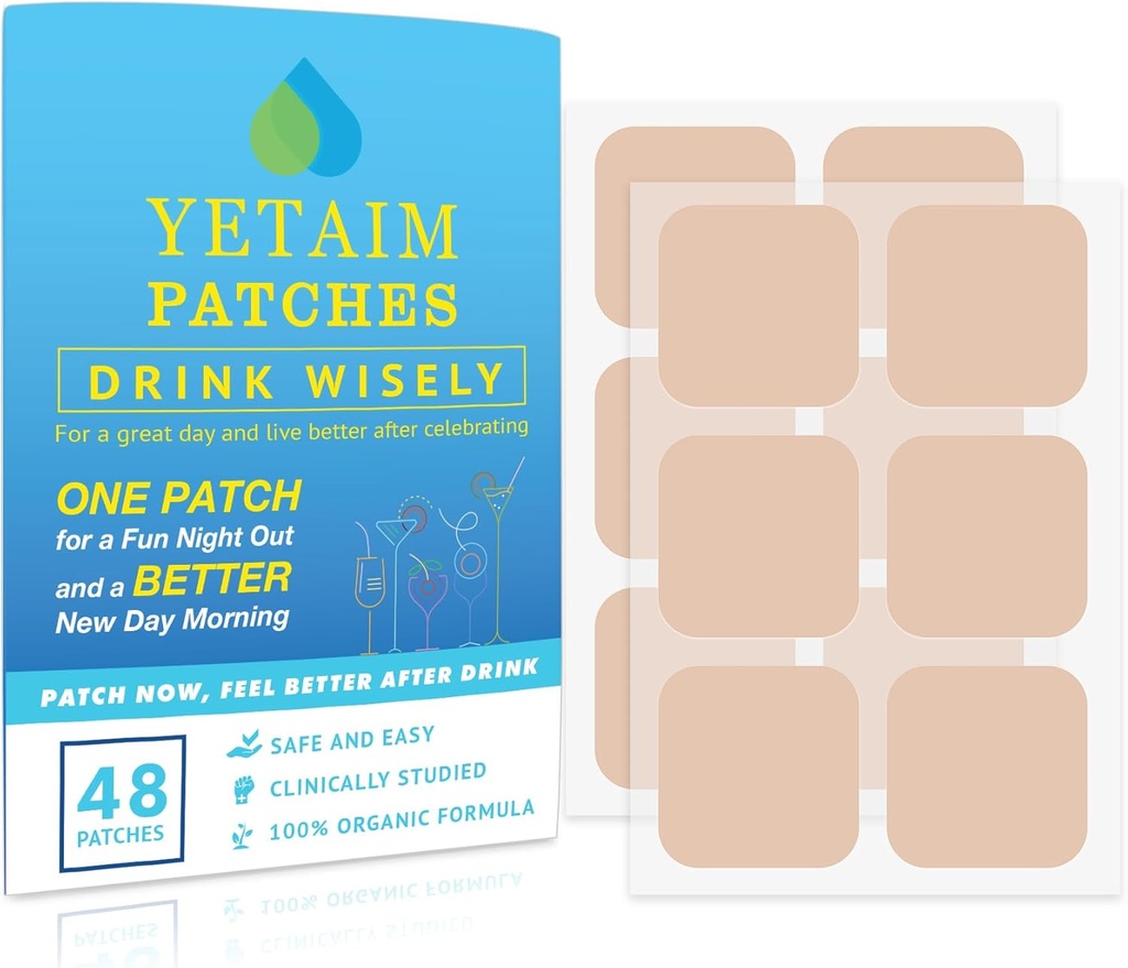 Kadınlar için YETAIM Patches: 48-Pack Energy Boost Hızlı Kurtarma - Gün Gece Partisi Desteği - Parti Fun Morning Revival için Arm Boyunca Uygula - Clear Blue Blue