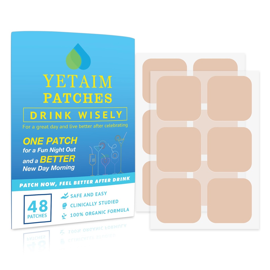 YETAIM Recovery Patches για γυναίκες Άνδρες: 48-Pack Energy Boost Fast Recovery - Day Night Party Support - Apply on Arm Neck Wrist Back for Party Fun Morning Revival - Καθαρό μπλε