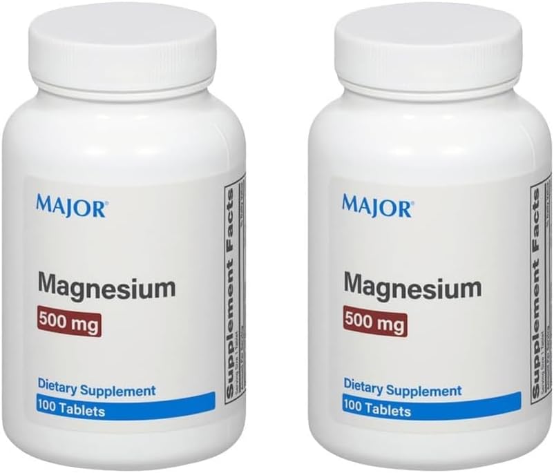 Büyük Magnezyum 500 mg - Magnezyum Oksit Tabletleri - Diyet Supplement - 100 Count (2 Pack)