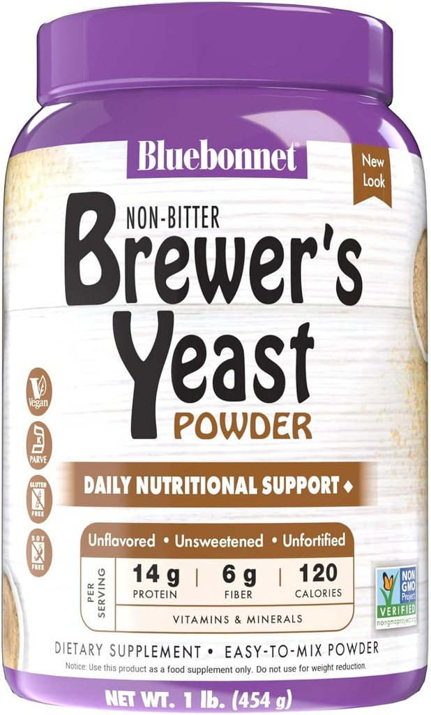 Bluebonnet Beslenme Super Earth Brewers Yeast Toz, Super Food, Whole Food, Source for Vitamins, Great Tasting, Vegan, Vegetarian, Non GMO, Gluten Free, Soy Free, Milk Free, Kosher, 1 lb