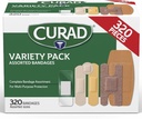 CURAD Assorted Bandages Bulk Diversity Pack 320 Count 5 Stil Proluding Suları, Sheer, Plastik, Ağır Görev & Flex-Fabric İlk Yardım Kit Essentials Yararlar, Cuts & Burns