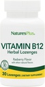 Natures Plus B12 Herbal Lozenges (Methylcobalamin) - 1000 mcg, 30 Sublingual Lozenges - Raspberry - En Az Apsiyon Kırmızı Kan Hücre Desteği - Enerji ATM - Vejetaryen, Gluten-Free - 30 Hizmet