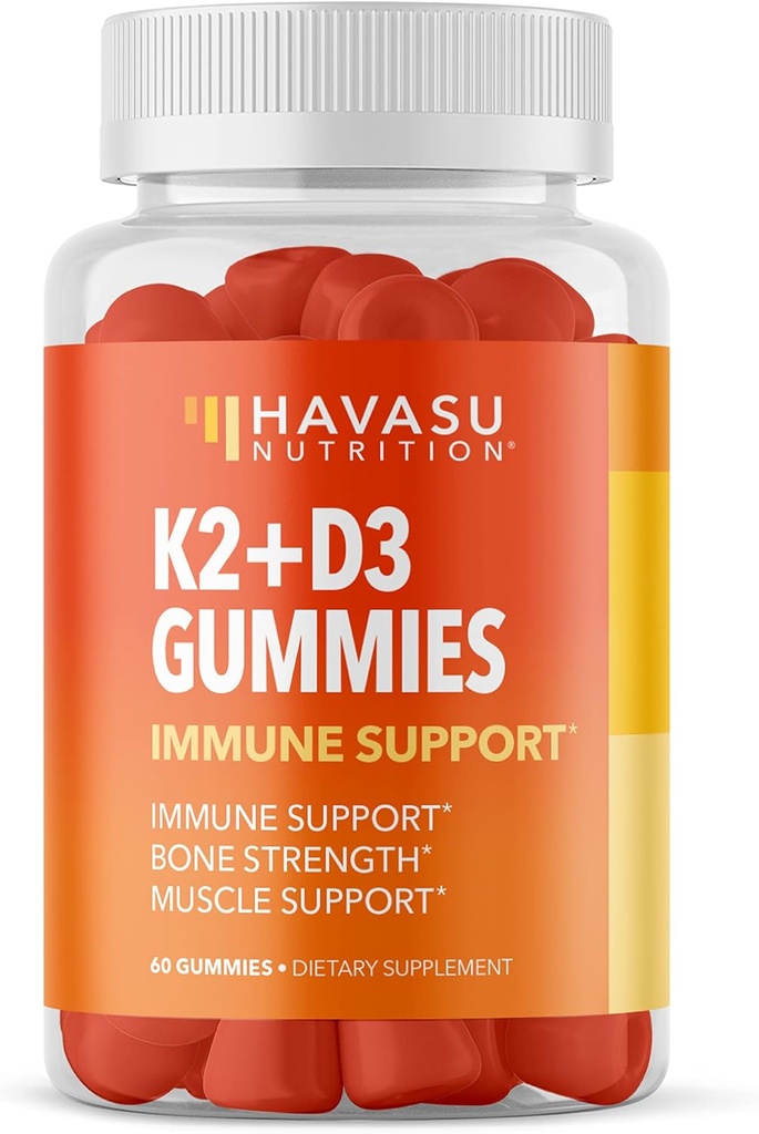 HAVASU NUTRITION Vitamin D3 K2 Gummies, Raspberry, 60ct