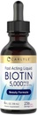Carlyle Biotin 5000mcg Liquid Drops | 4 fl oz | Kadınlar ve Erkekler için | Berry Flavor | Güzellik Formula | Vegetarian, Non-GMO & Gluten Free Supplement Supplement