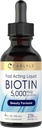 Carlyle Biotin 5000mcg Liquid Drops | 4 fl oz | Kadınlar ve Erkekler için | Berry Flavor | Güzellik Formula | Vegetarian, Non-GMO & Gluten Free Supplement Supplement
