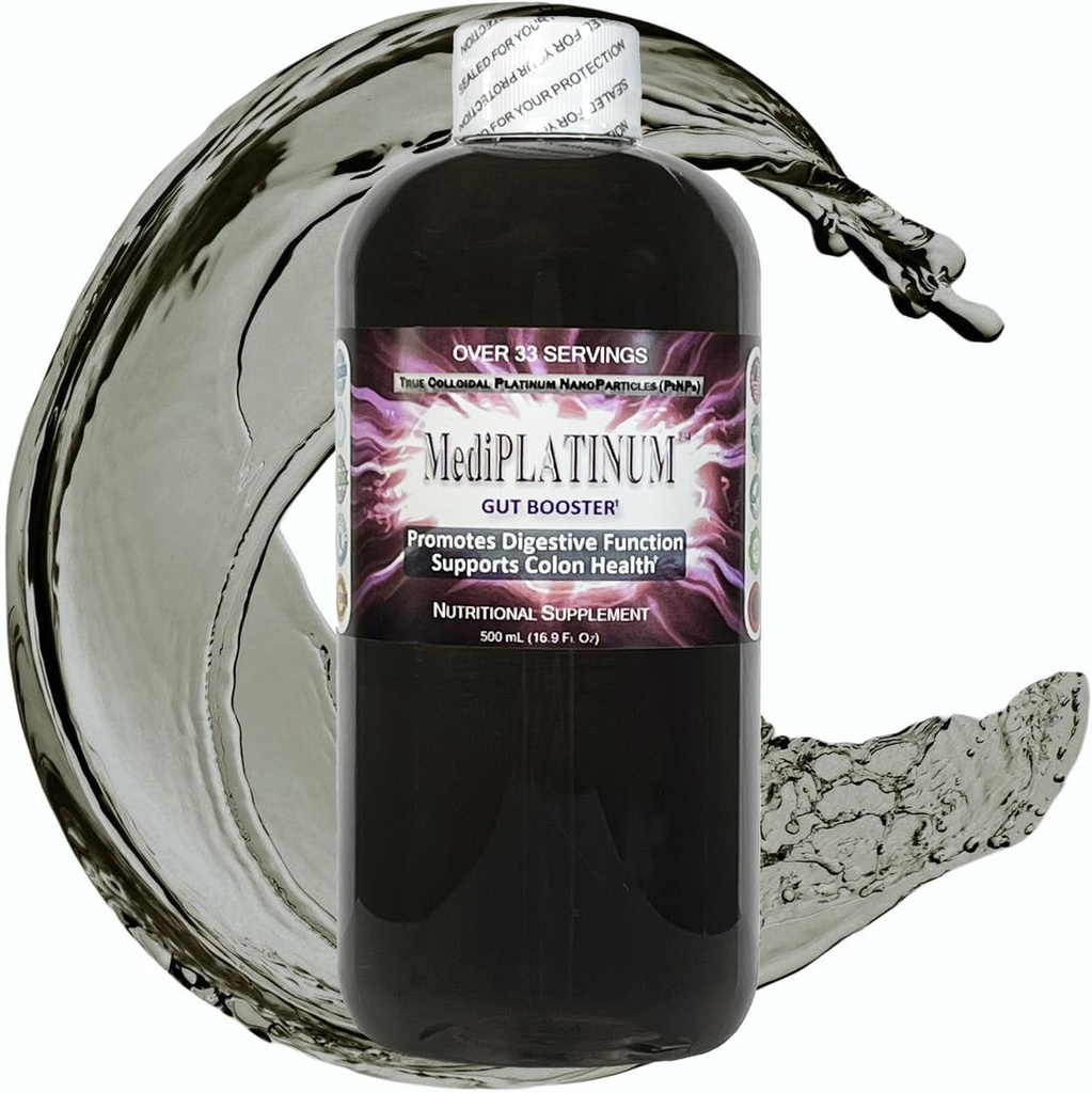 MediPLATINUM Gut ATM True Colloidal Platinum PtNP Beslenme Supplement - 500 mL (16.9 Fl Oz) Clear BPA-Free Plastik Şişe Şişe Şişe