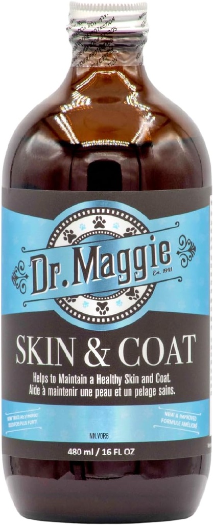 Dr. Maggie Skin ve Coat | Omega 3 Supplement with Fish Oil, Flax, and Olive Oil | 480 ml