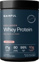 Gainful Collagen Whey Protein Powder, 21g Protein per Serving, Unflavored, Supports Muscle Recovery, Joint Health, and Skin Hydration with Grass-Fed Collagen Peptides, Vitamin C, 14 Servings