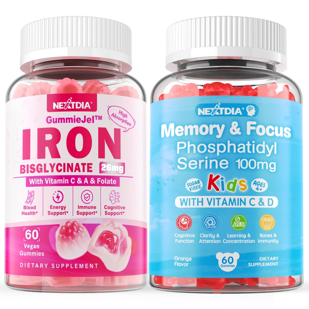 Συμπλήρωμα φωσφατιδυλσερίνης 100mg+Βισγλυκινικός σίδηρος 26mg Γεμισμένοι Gummies