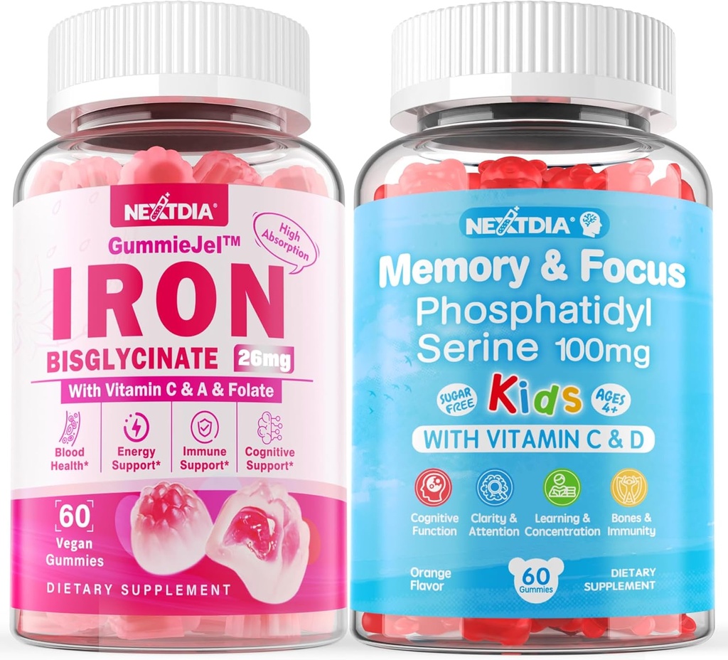 Phosphatidylserine Supplement 100mg+Iron Bisglycinate 26mg Filled Gummies