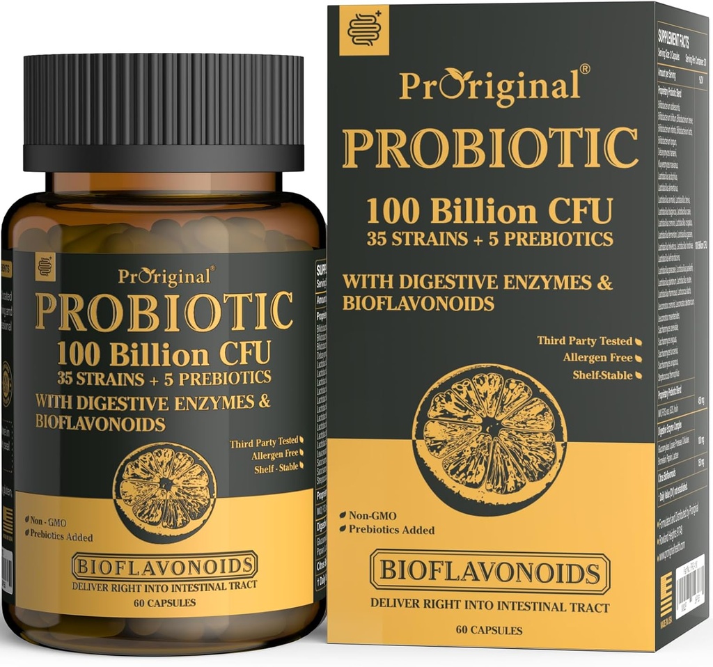 Erkekler ve Kadınlar için Prebiyotikler ile Probiyotikler - 35 Strains Organik Probiyotikler Gut & Digestive Health, Vegan Acidofili Probiyotik Tamam, Non-GMO Raw Probiyotik 60 Capsules