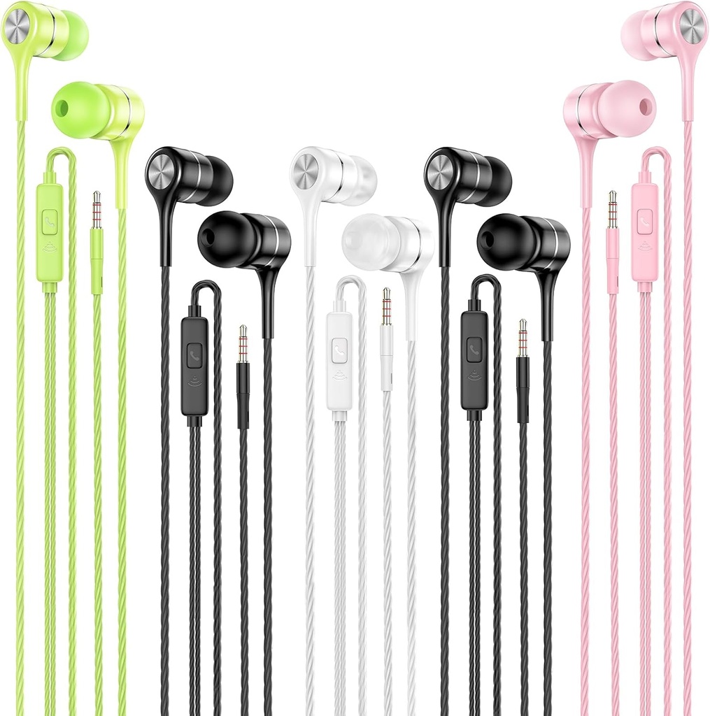 Microphone 5 Pack ile Wired Earbuds, Heavy Bass ile birlikte, High Sound Quality Earphones iPad, dizüstü bilgisayarlar, MP3, Android telefonlar, Fits All 3.5mm Jack Device