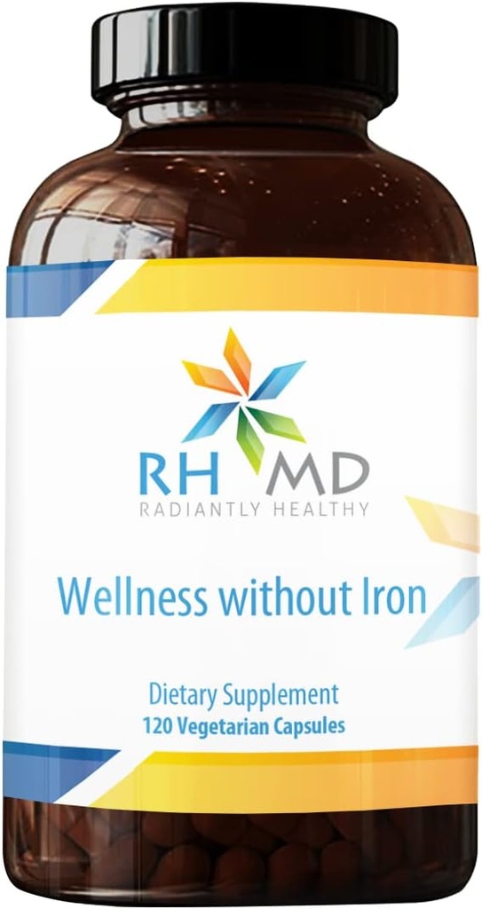 RHMD Wellness Without Iron - Comprehensive Multi Vitamin + Mineral Supplement with Folate (120 Capsules)