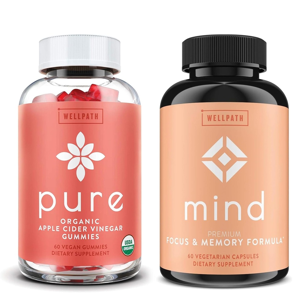WellPath καθαρό μηλίτη ξύσμα μήλου με Μητέρα Gummies & Mind Brain συμπλήρωμα με το Lion's Mane - Υποστηρίζει Focus & Memory, 60 Ct Καθένα
