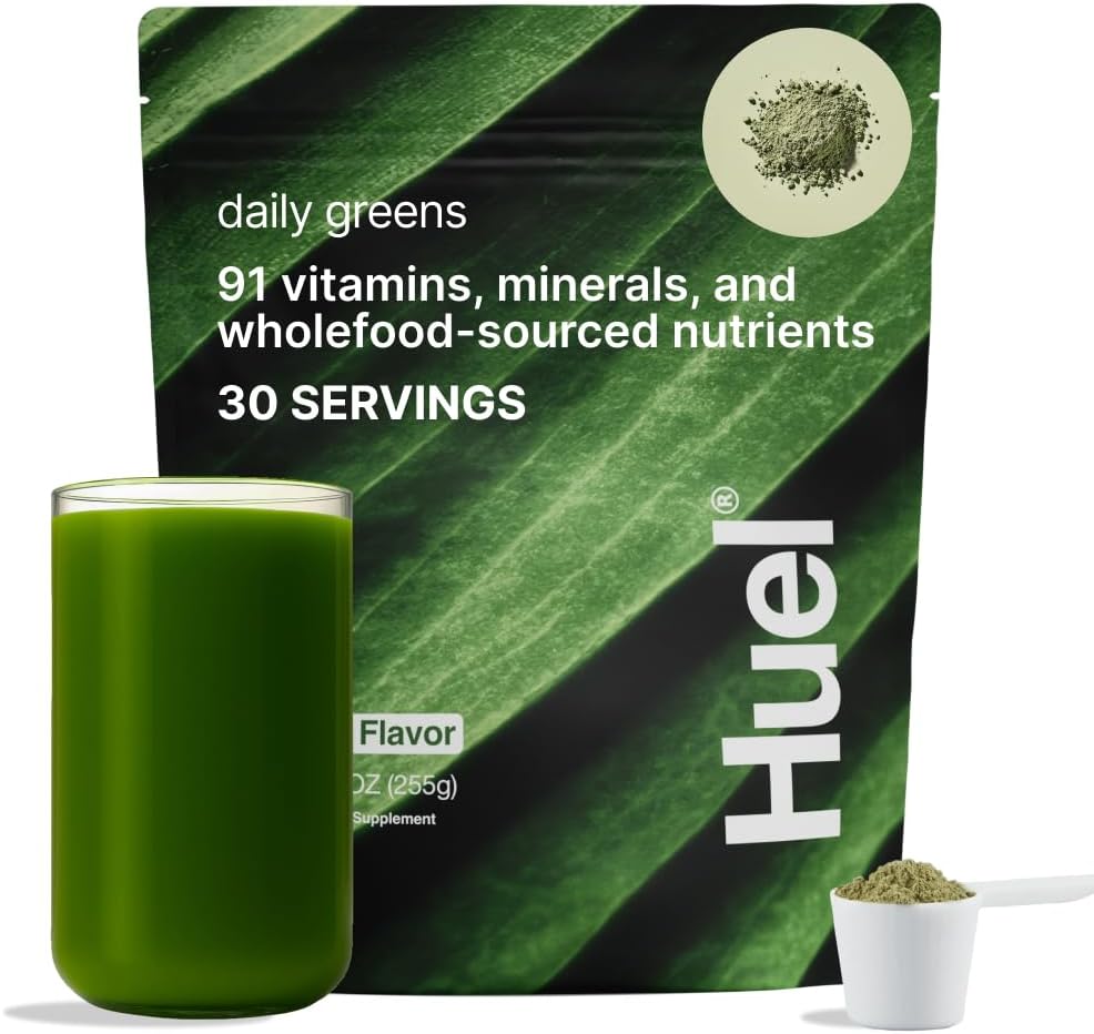Huel Daily Greens | Superfood Greens Toz | 91 Vitamin, Mineraller ve Tümfood-Kaynak Malzemeler | Adaptogens, Antioksis, Gut-Friendly Probiyotiks | 30 Hizmet