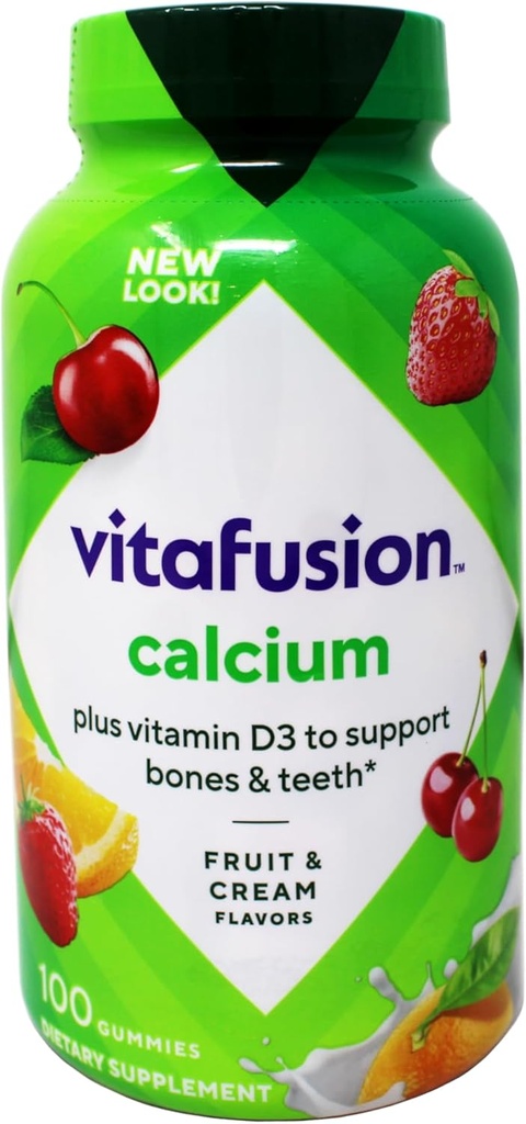 Vitafusion Ασβέστιο Ενηλίκων Gummy Βιταμίνες, 100 Gummy Βιταμίνες