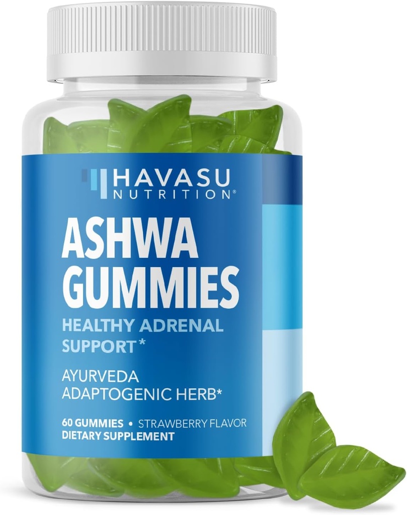 Stres ve Mood Desteği için Ashwagandha Gummies - Vegan, Calm & Relaxation için - Withania Somnifera For Advancedd Sleep Quality & Duygusal Denge - 1-Month Supply, Strawberry Flavor