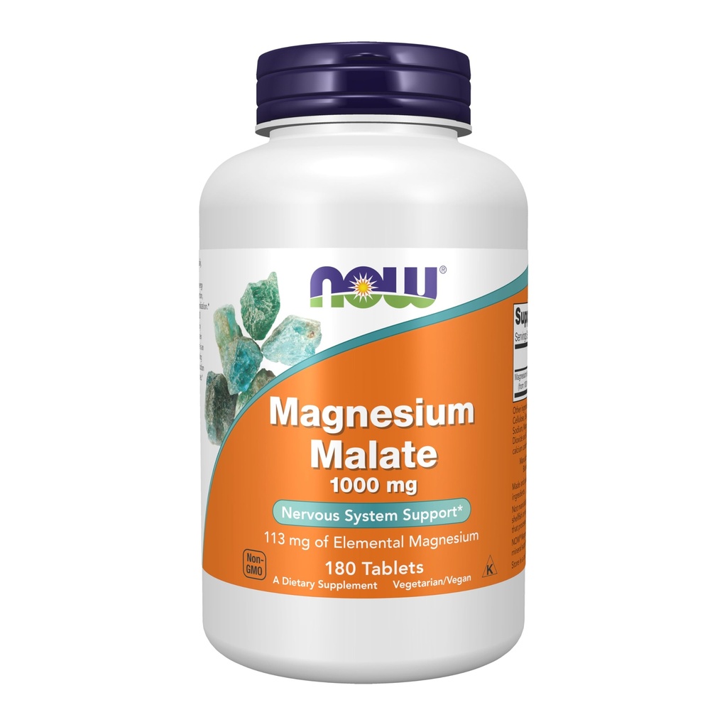 Şimdi Gıdalar Tamamlar, Magnezyum Malate 1000 mg, Enerji Üretimi *, Nervous System Support*, 180 Tablet