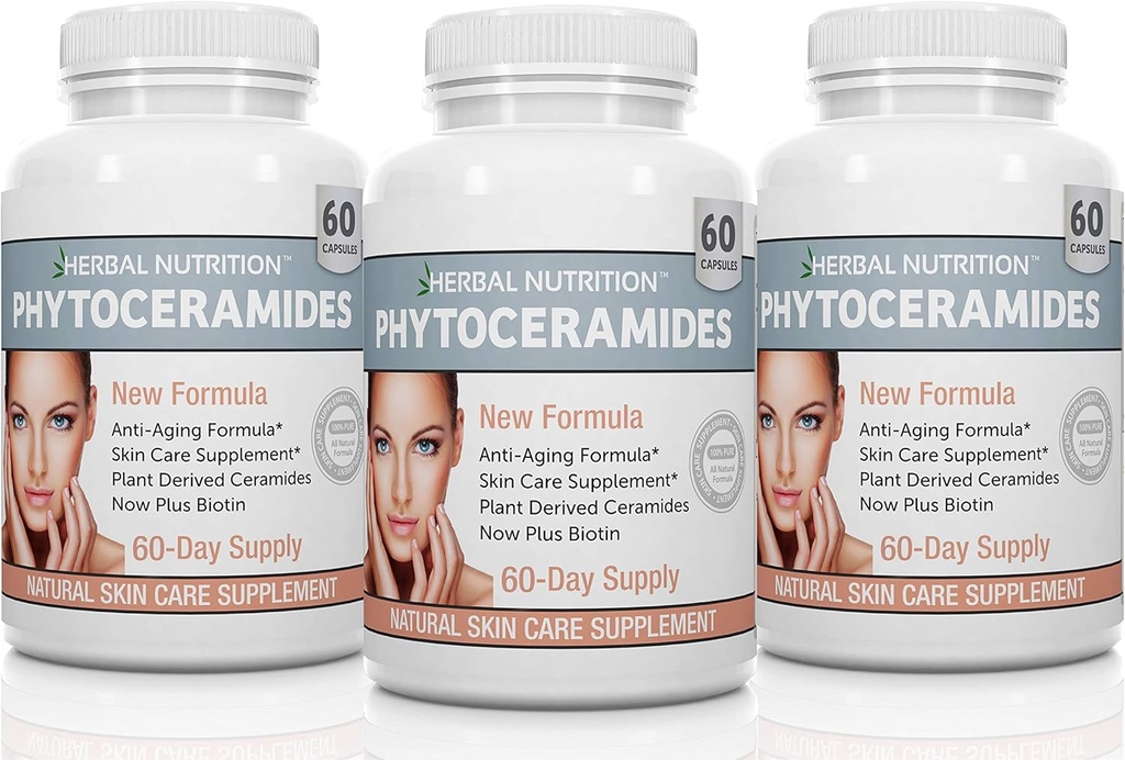 Herbal Beslenme Phytoceramids from Rice with Biotin Vitamin A, C, D ve E, Three Şişe Paketi, 180 Capsules 40 mg 40 mg
