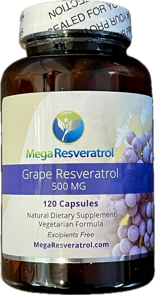 Mega Resveratrol Red Grape Skin, Piceid Resveratrol, Water- Soluble/High Aπορρόφηση/Boosts Nitric Oxide. 500mg ανά κάψουλα. Πιστοποιημένη καθαρότητα. ΟΧΙ Τοξικά “ανενεργά” συστατικά. Κέτο, Βέγκαν, μη ΓΤΟ.