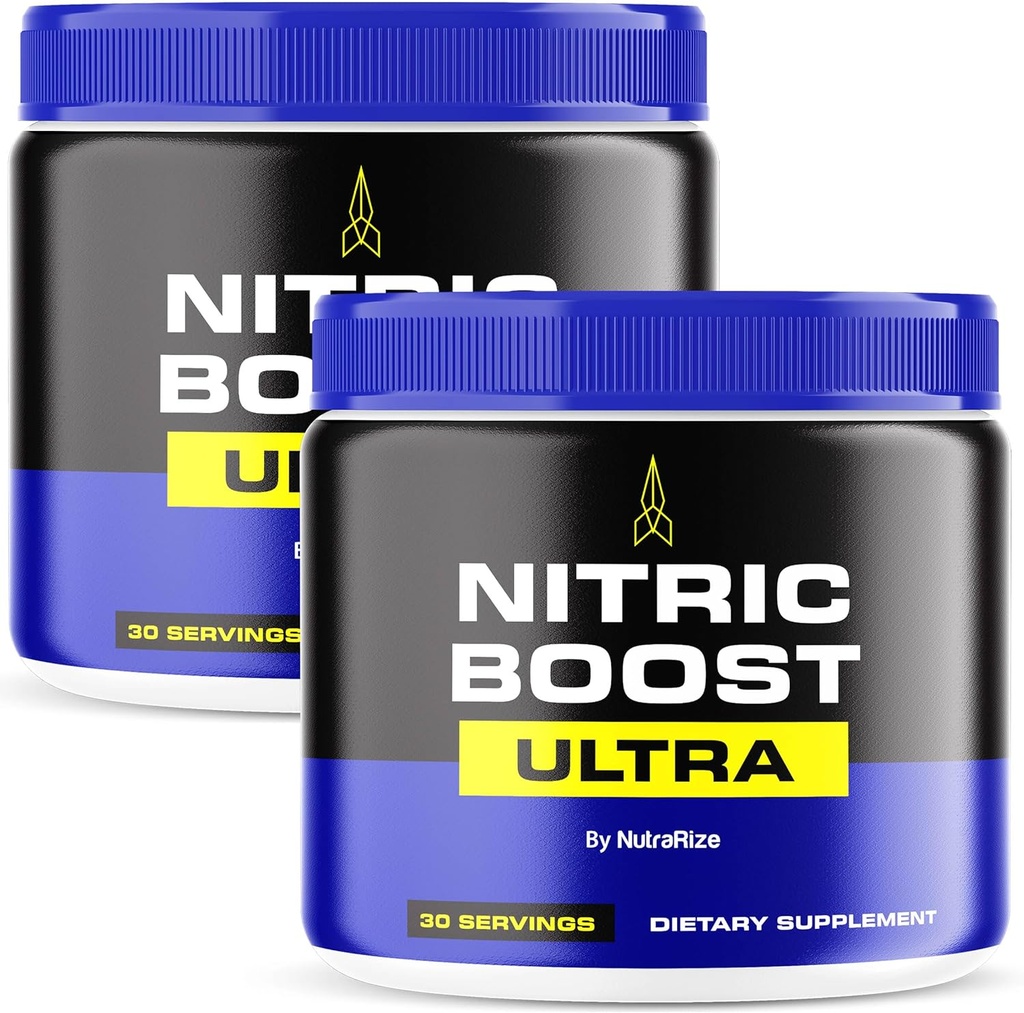 NutraRize (Pack of 2 Nitric Boost Ultra – Premium Daily Powder Blend in a Jar, Crafted to Help Reservation Energy, Support Natural Circulation, and Keep You Going, Official Reviews (60 Servings)