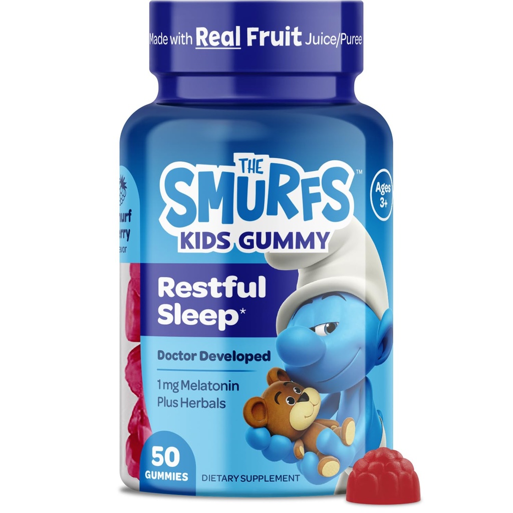 Τα στρουμφάκια 1mg μελατονίνη Gummies για τα παιδιά με χαμομήλι και λεμόνι Balm για μια ξεκούραστη ηλικία ύπνου 3+ 