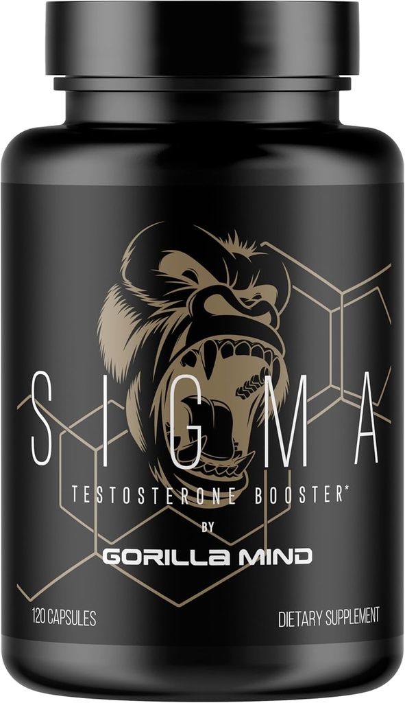 Gorilla Mind Sigma Testosterone Booster - Κατασκευάζεται με Tongkat Ali και Fadogia Agrestis Extract για την υποστήριξη υψηλότερο επίπεδο τεστοστερόνης (120 κάψουλες)
