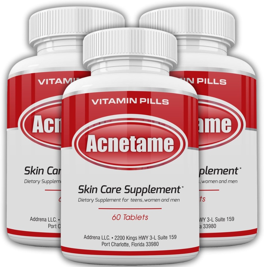 3 Pack- Vitamin Supplements for Acne Treatment- Hormonal Pimple Tablets to Clear Oily Skin for Women, Men, Teens, and Adults