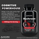 Mushroom Kompleksi Tamam - Doğal Beyin Bilişsel Sağlık, Clarity, Focus, Memory & Immune System Support, 10 Mushroom Cordyceps, Reishi, Lions Mane, Türkiye Tail