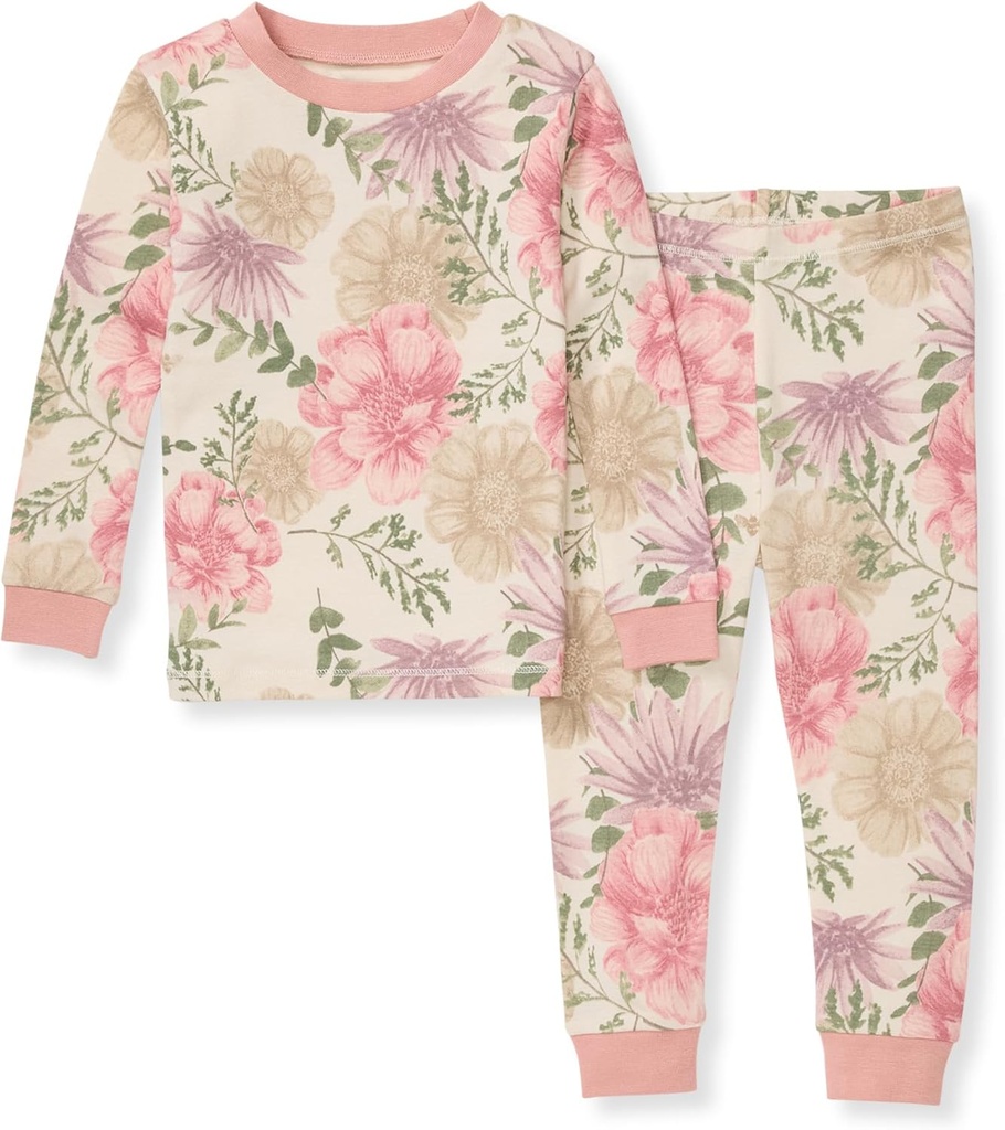 Burt's Bees Baby Girls' Pajamas, 2Piece Long body ve Pantolon Organik Pamuk PJ Setleri