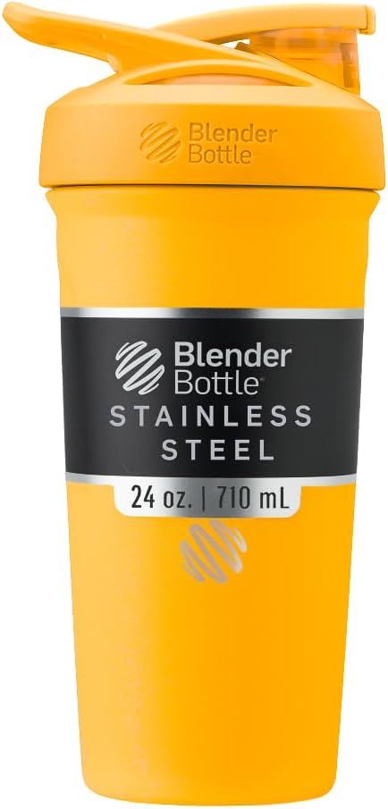 BlenderBottle Sport, Paslanmaz Çelik Shaker Şişe'i Wiresk, 24Ounce, Mango - Athletes & Fitness Enthusiasts için Protein Shakes & Hydration, Easy Mix, Keeps Drinks Cold, Lockable Lid