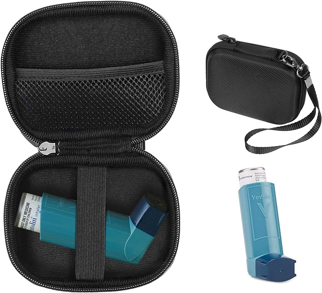 CaseSack Asthma Inhalerlen davası, Ely Inhaler için Yetişkinler ve Çocuklar için Compact ve Sturdy davası, Pills ve Diğer Essentials için Odalar (Black)