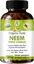 Organik Veda Neem Capsules with Triple Complex Neem Leaf Extract, Bark & Flower - Herbal Supplement Boosts Immunity, improves Digestion, Skin Health & Support Cleansing - 60 Count