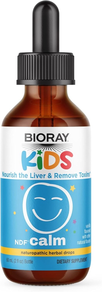 BIORAY Kids NDF Calm, Vanilla - 2 fl oz - Nourish The Liver & Take Toxins - Non-GMO, Vegan, Gluten Free - 1-2 ay Supply