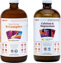 LIQUIDHEALTH Mega Energy B-Complex & Calcium and Magnesium Liquid Vitamin Bundle for Adults - Αύξηση του επιπέδου Φυσικής Ενέργειας, Υποστήριξη Οστών & Κοινής Υγείας, Ενίσχυση ανοσοποιητικού συστήματος - Vegan, Μη ΓΤΟ, ΗΠΑ Κατασκευασμένο