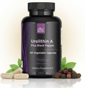 Urolithin A Plus Black Pepper Extract - hizmet başına 1000 mg - Non-GMO, Vegan ve Gluten-Free - 60 Veggie Capsules - Diyetary Supplement (Unflavored)