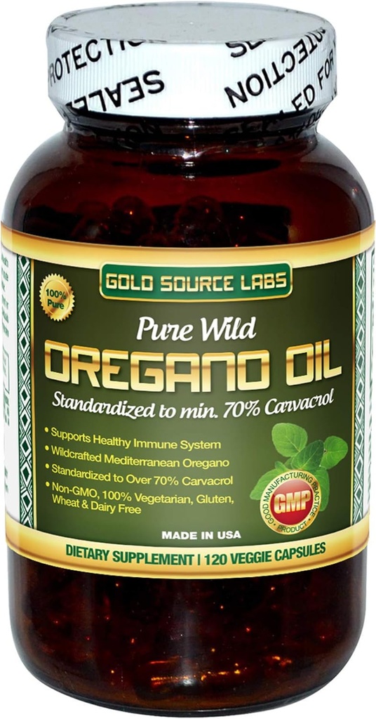 Wild Oregano Oil Capsules - 120 Liquid Veggie Softgels - Pure Standardized Wild Oregano Leaf Extract προσφέρει 70% Carvacrol (32 mg) για την υγεία του ανοσοποιητικού συστήματος - Μη ΓΤΟ, Vegan, Χωρίς γλουτένη